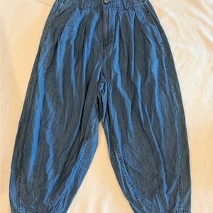 Stylish Blue Denim Women's Barrel Pants